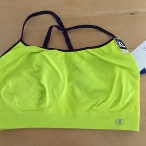 Champion sports bra, neon green with black adjustable straps, XL
